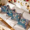 4 Pcs Star And Moon Flower Lantern Single-Sided Printed Pillowcase Cushion Cover,Suitable For Living Room,Bedroom,Car Decoration