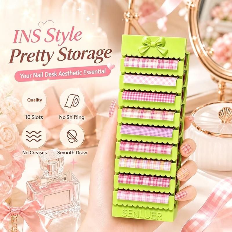 10-Compartment Bow Nail Transfer Paper Storage Box Portable 3D Printing Organizer For Stickers Display Stand For Home Salons