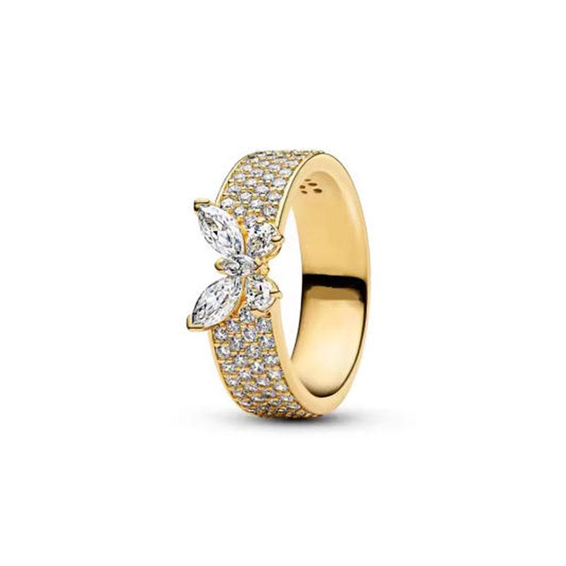 S925 Silver Pink Flower Bee and Bow Women's Ring Fashionable and Versatile Gift for Friends 2026