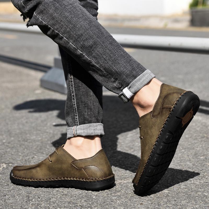 Fashion Fashion Brand Men's Pure Handmade Comfortable Slip on Casual Sewing Shoes Spring Men's Breathable Soft Soled Casual Sports Shoes