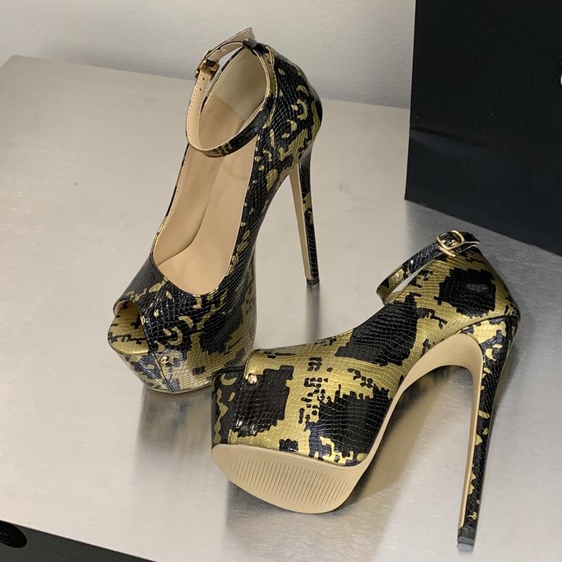 Eilyken Mode Design TOTEM Schnalle Riemen Damen Pumps Sexy Extrem Stiletto Hohe Absätze Peep Toe Bankett Abschlussball Schuhe