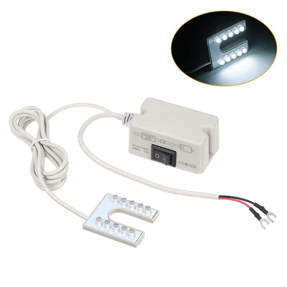 AC110-250V 2W 10LEDs U Forma Máquina de Costura Lâmpada de Luz Base Fixa para Trabalho Doméstico Deveres Domésticos