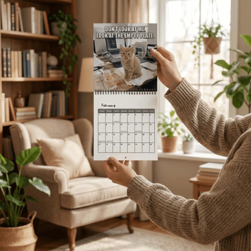 Coil Bound Cat Theme Monthly Calendar 12-Month 12 Monthly Family Planner  Home Decoration