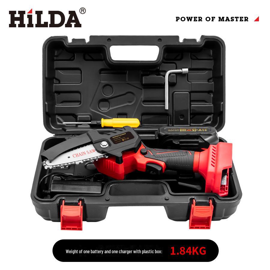 HILDA Brushless Chainsaw 4/6 Inch: High-Power, Dual-Handed Electric Chainsaw with Large Capacity