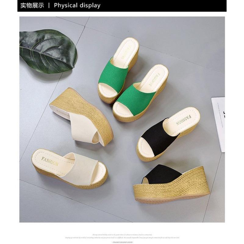Damen Sommer Muffin mit Plateau-Absatz mit Fischmaul Bequeme Atmungsaktive Flip-Flops Strand Sandalen