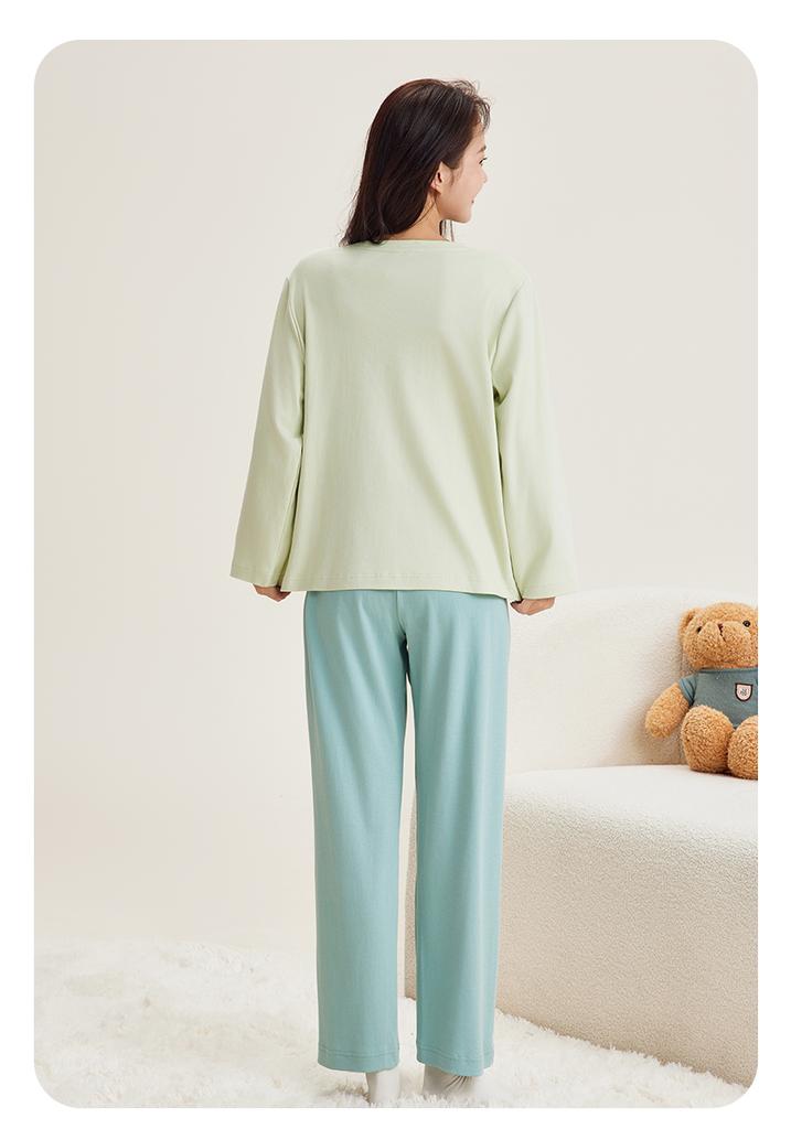 Fenteng Pure Cotton Set Autumn Classic Round Neck Cute Dog Light Fashion Long Sleeve Home Clothes Set Women's Pajamas