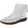 Damen Echte Leder Ausgeschnitten Große Größe Knöchelhohe Stiefel Frühling Sommer Neu Weiche Sohle Rutschfest Hoher Schaft Reißverschluss Flache Sohle Coole Stiefel