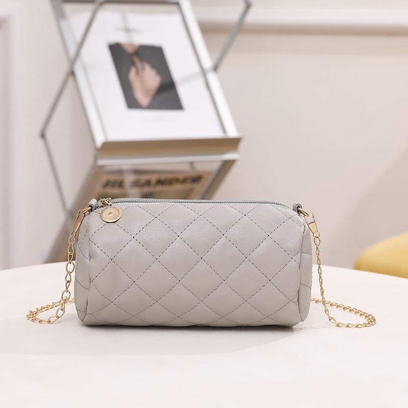Bag women's new rhombus embroidery chain small cylinder bag casual mobile phone, bag small bag