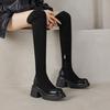 New stretch women's over-knee boots high heel comfortable thick-soled suede women's boots autumn and winter large size leather boots Martin boots wome