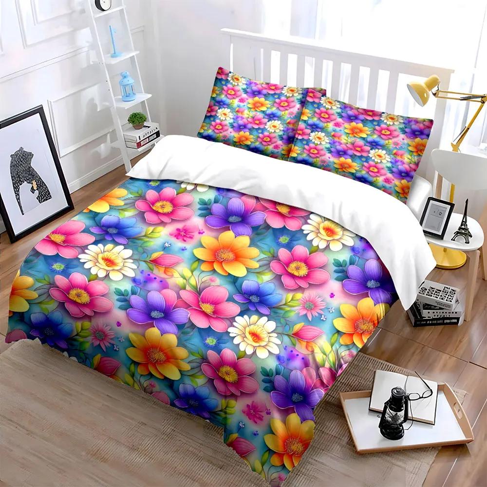 "Floral Print Three-Piece Set" Multiple sizes kid's and adults' bedroom Exquisite 3PC bedding set, gift