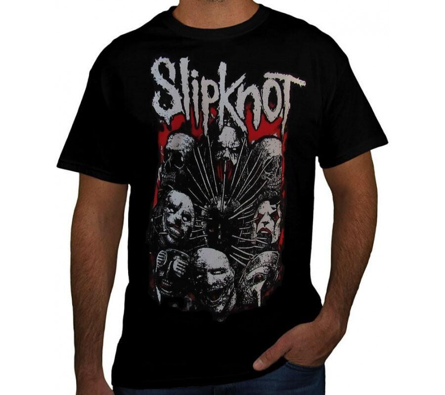 Slipknot Faces Punk Rock Black T Shirt XL