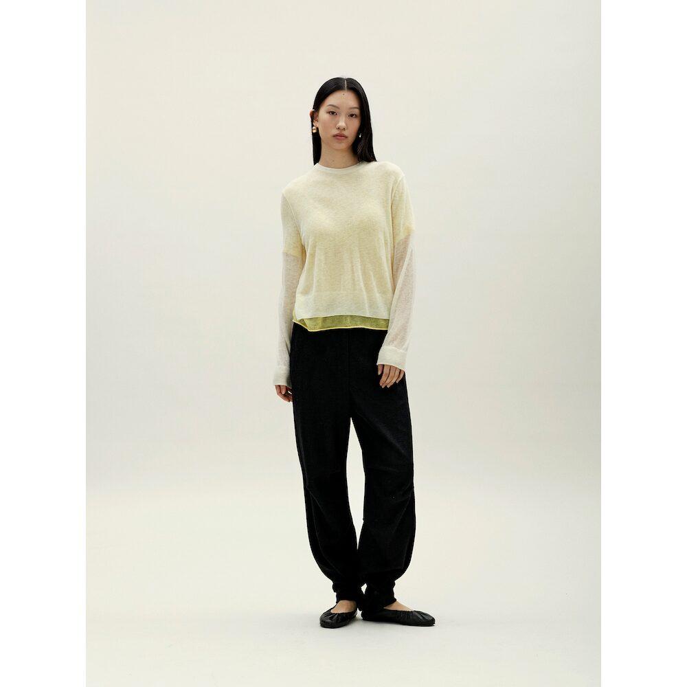 Anggae Layered Two Tone Sweatshirt Lemon
