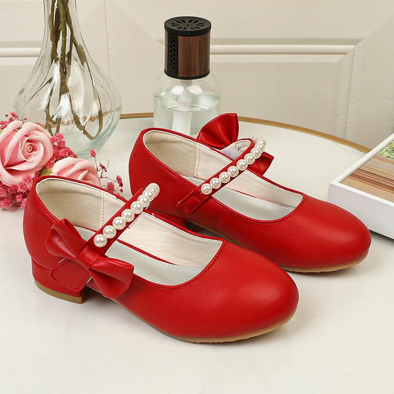 Girls' Princess Shoes White Leather Shoes Fashionable Elegant Dance Leather Shoes Graceful Princess Style Temperament Girls' Big Kids Leather Shoes