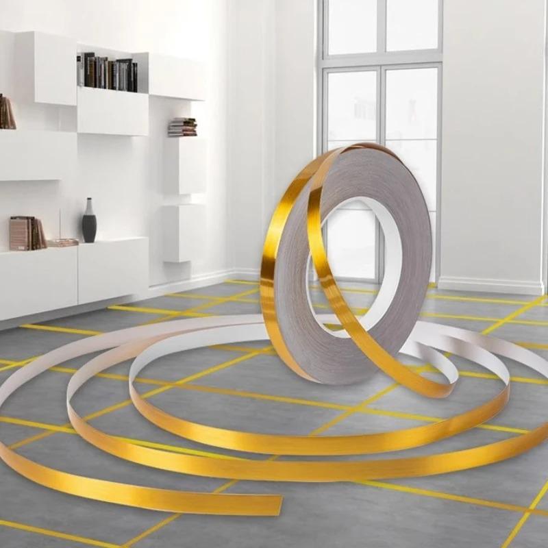 1pc 1/1.5cmx50m Self-Adhesive Tile Tape Waterproof Wall Stickers Beauty Seam Sticker Home Decor Wall Decals Floor Sticker