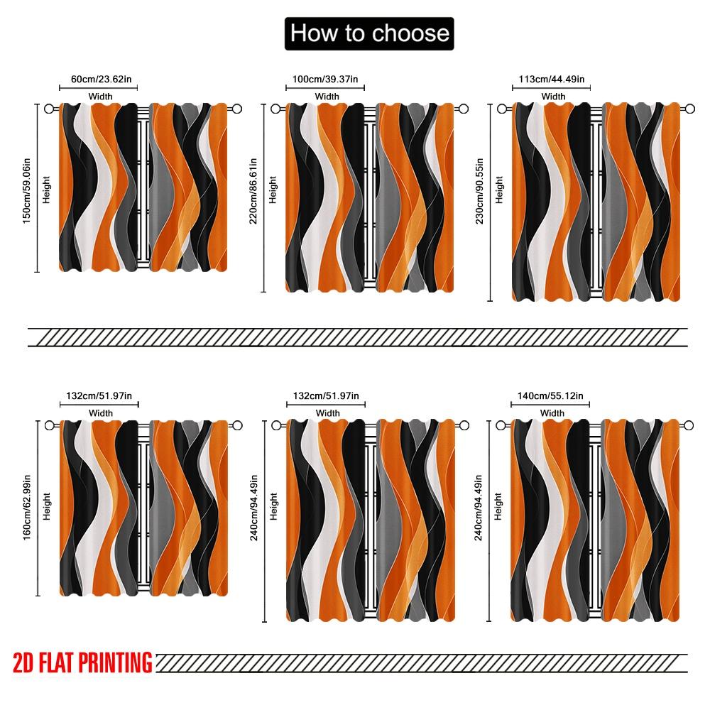 2pcs,2D plane printing Popular Curtain Panels Curvy Stripes Durable Polyester (without rod) Decorations For Home Perfect for
