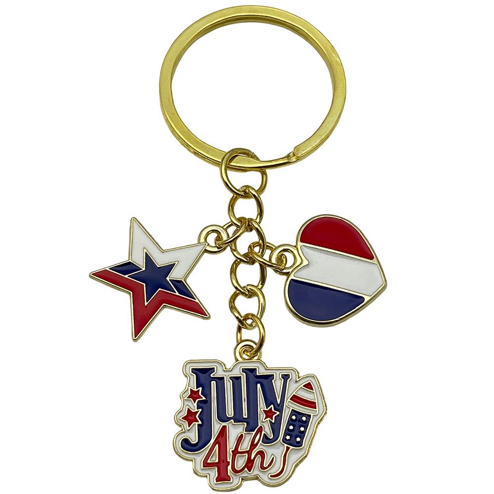 Independence Day Flag Heart & Star Earrings Keychain Pendant