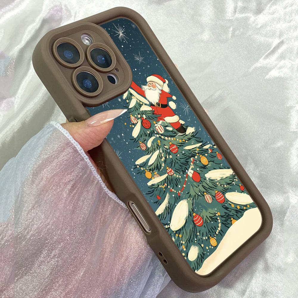 

JT152 Christmas illustration for iPhone 17 16 15 Pro Max Samsung S26 S25 Ultra A17 A16 A07 A56 Xiaomi 15T Redmi 15c Note 14 Soft TPU Case Redmi 15C 4G/5G(171.6) коричневий