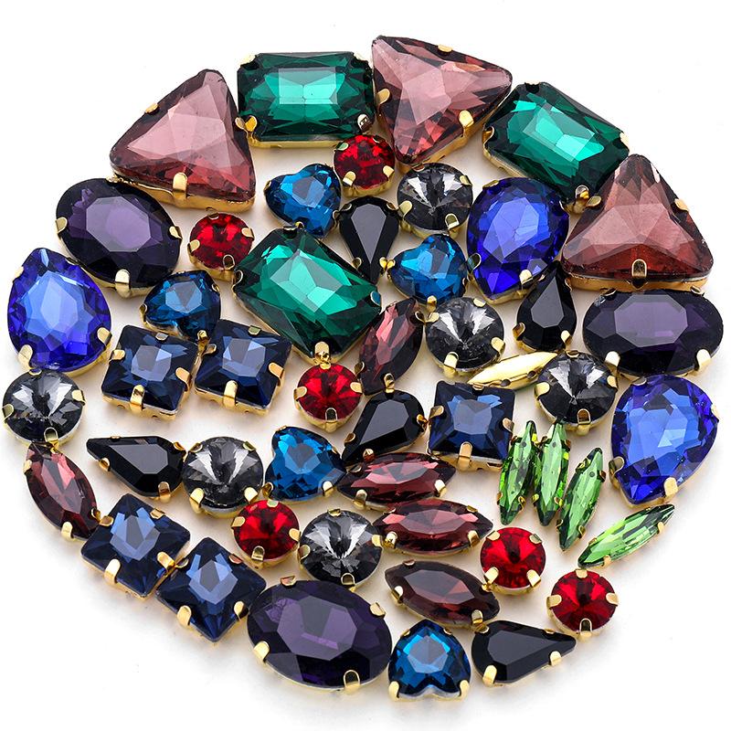 50 Perle di Cristallo a Griffa Singola da Cucire a Mano Trapanino Accessori Fai da Te per Abbigliamento Accessori Matrimonio Trapanino a Griffa da Cucire a Mano con Fori Perline Strass da Cucire