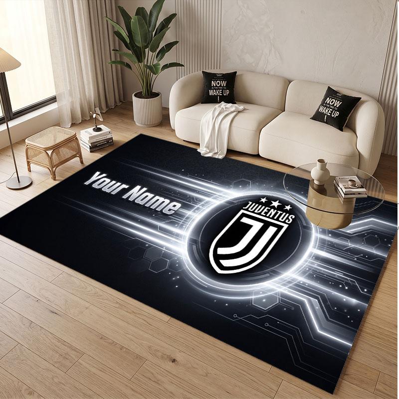 Tappeto Personalizzato Modello Juventus FC Stampa Nome Testo Morbido Antiscivolo Tappeto per Pavimento per Decorazione Interna Casa