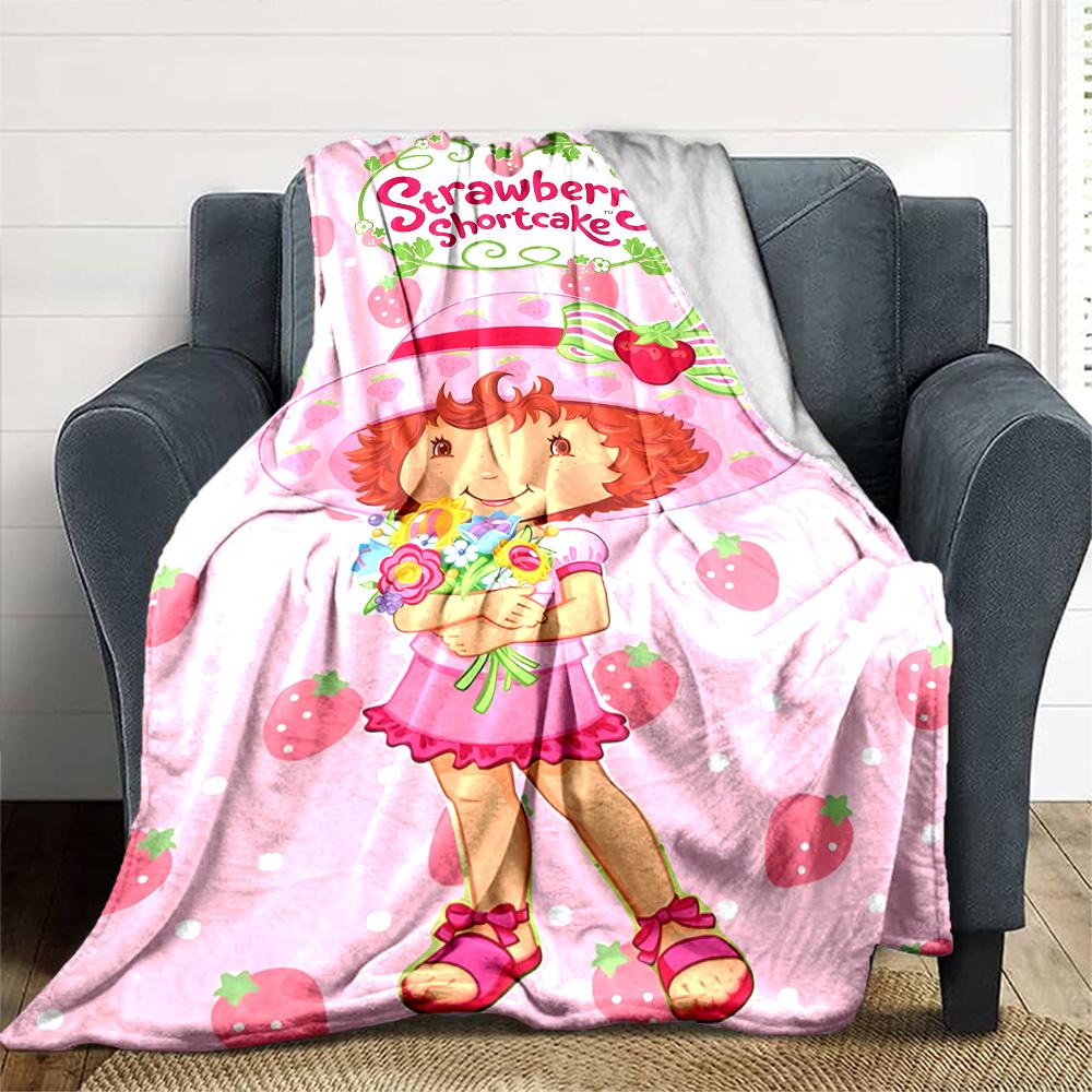 1pc Princess Strawberry1 Blanket, Gift, for Men and Women, Soft Blanket, Good for Sofa Bed Couch Travel, Lightweight Flannel Blanket