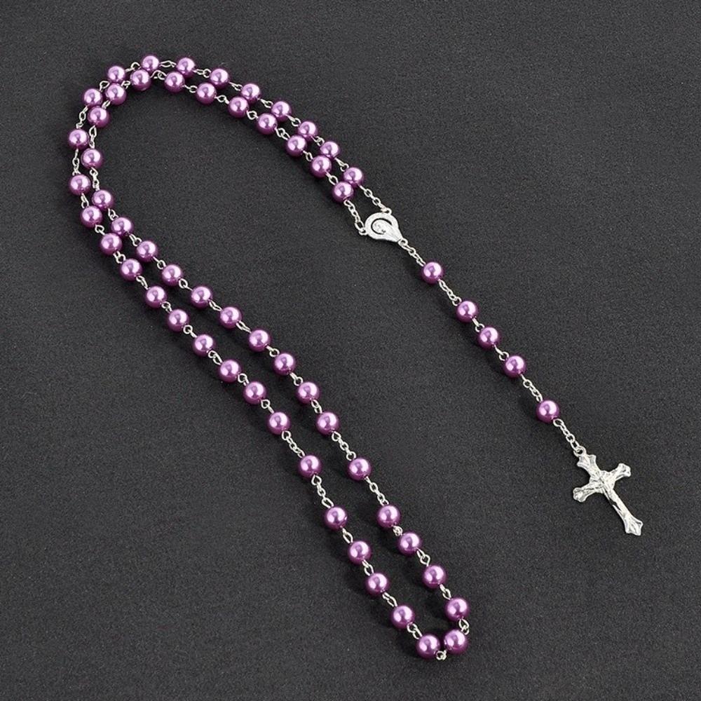 Handgefertigte Perlen Rosenkranzperlen Anhängerkette Vintage Stil Religiöse Anhänger Christlicher Schmuck