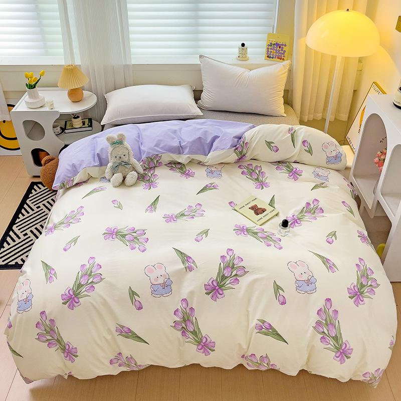 1PC Cartoon Crocodile Pattern Duvet Cover 100% Cotton Quilt Cover with Zipper Skin-friendly Comfortable Queen Size Bedding
