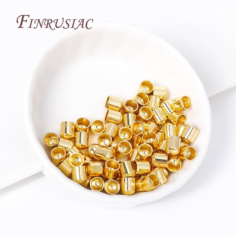 DIY Leather Cord Bracelet Fittings 18K Gold Plated Clasp End Cap Spacer Bead Connector Findings,Leather Cords End Tip Beads Caps