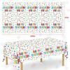 3pcs Birthday Tablecloth, Happy Birthday Decorations Set, Colorful Rainbow Dots Design with Happy Birthday Tablecloth. Waterproof Plastic Table