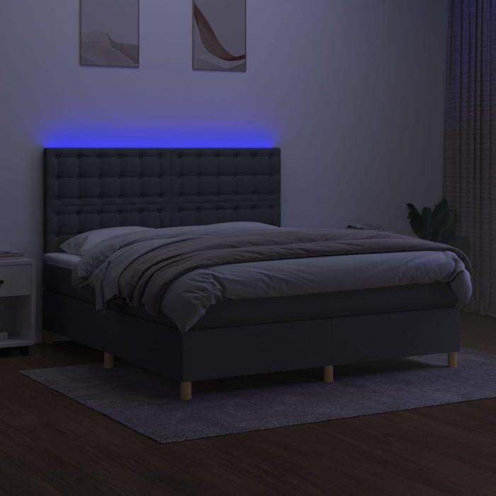 Maison Exclusive - Sommier à lattes de lit et matelas et LED Gris foncé 160x200 cm