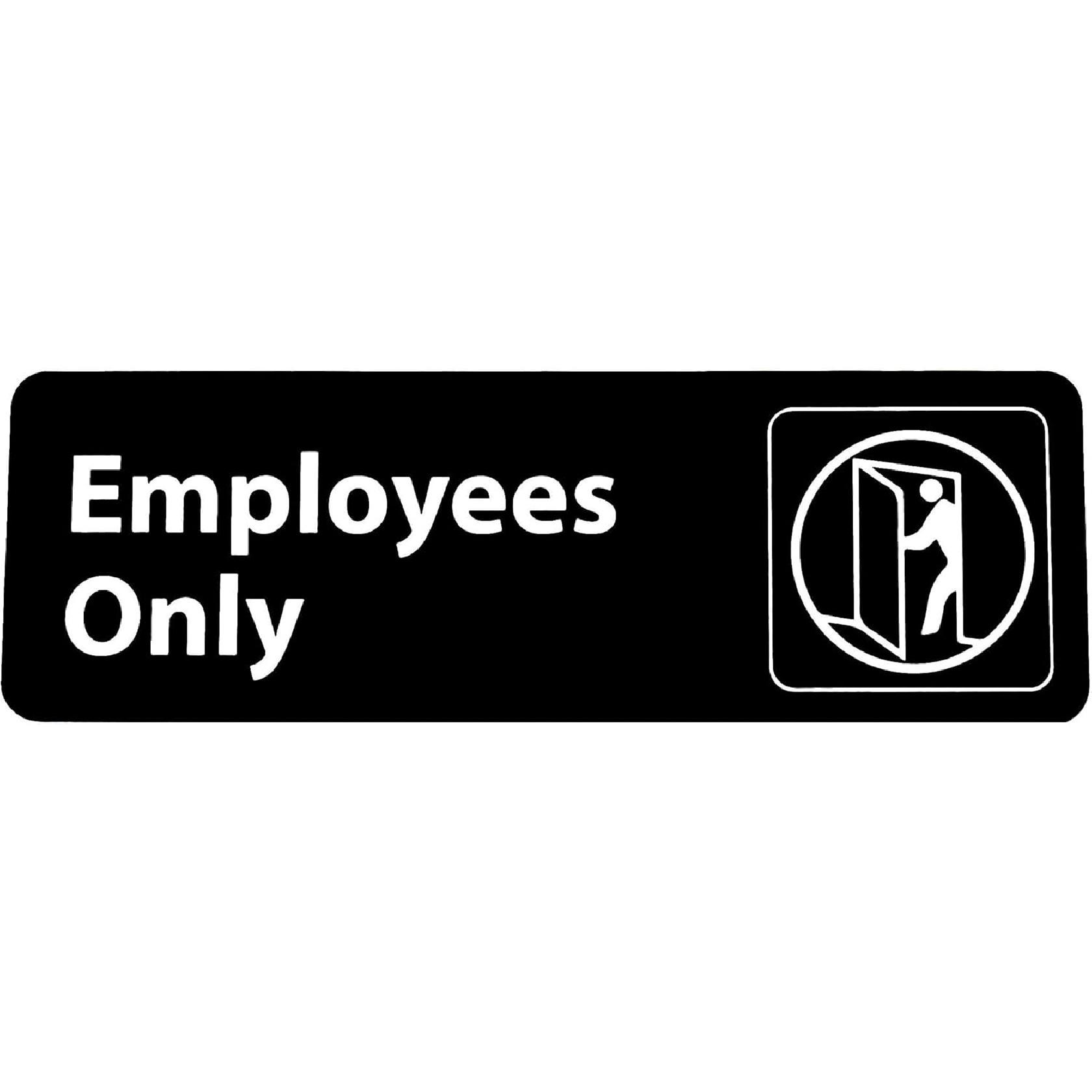 Kraken Sign Co. - Employees Only Sign With Adhesive - 9  x 3  - White Lettering On Black Background - Easy To tall and Highly Visible (Three Pack) One Pack