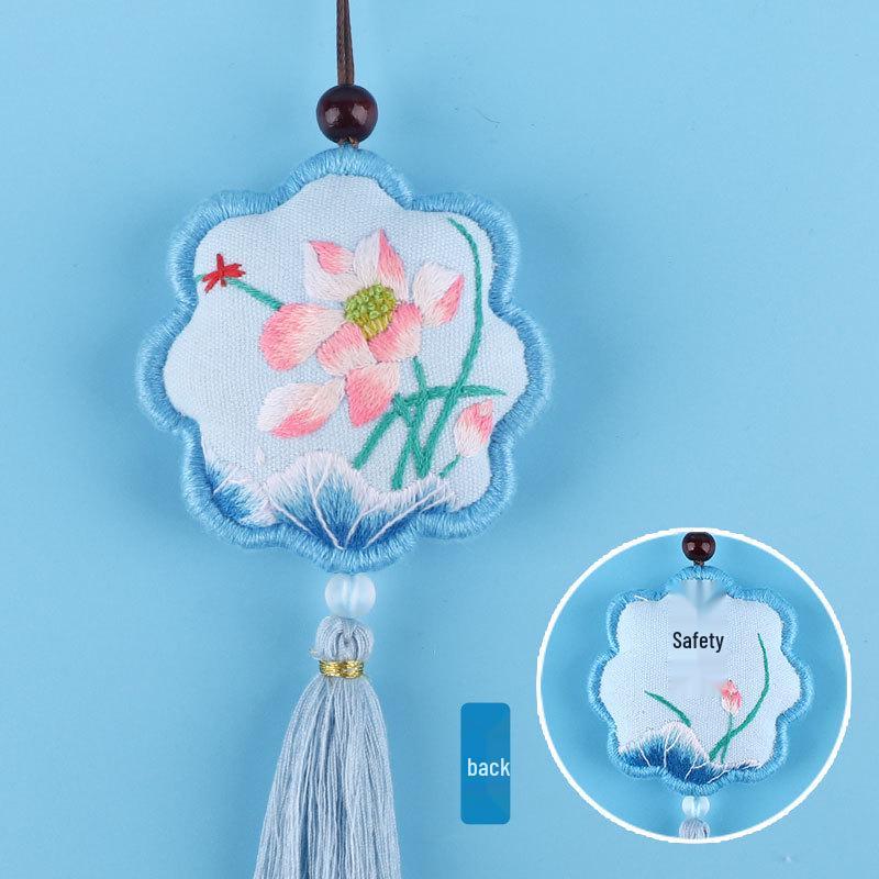 Peace Amulet Embroidery Kit: Beginner's DIY Cross Stitch Sachet Pouch