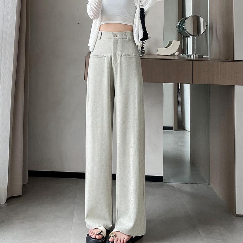 Light and Breathable  Suit Pant for Women with Relaxed Wide-leg Trousers