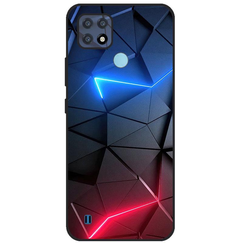 Para OPPO Realme C21Y Capa Série COOL Preto Capa de Silicone Macia para Cases de Telefone Realme C21 C25 C25s Protetora Realmi C 21 Y Capa