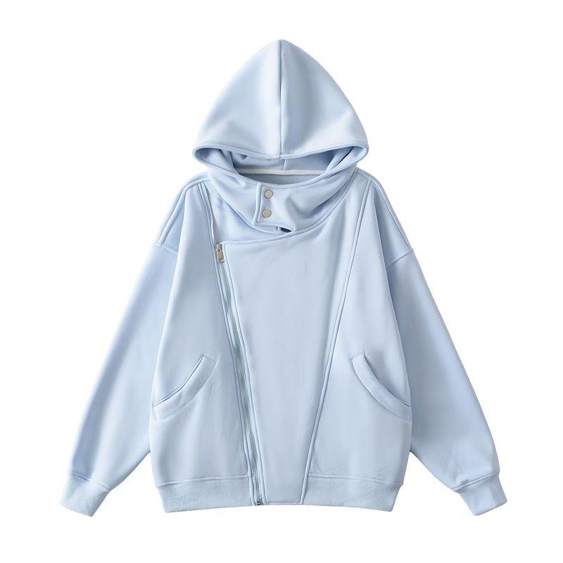 American vintage Gray Hoodie Women Winter Fleece-lined Thickened Loose Idle Style Casual Zip-up Cardigan Outerwear