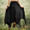 Jupe longue taille haute pour femme, couleur unie, ourlet irrégulier, fente latérale, amincissante, idéale pour le travail, les loisirs et les voyages