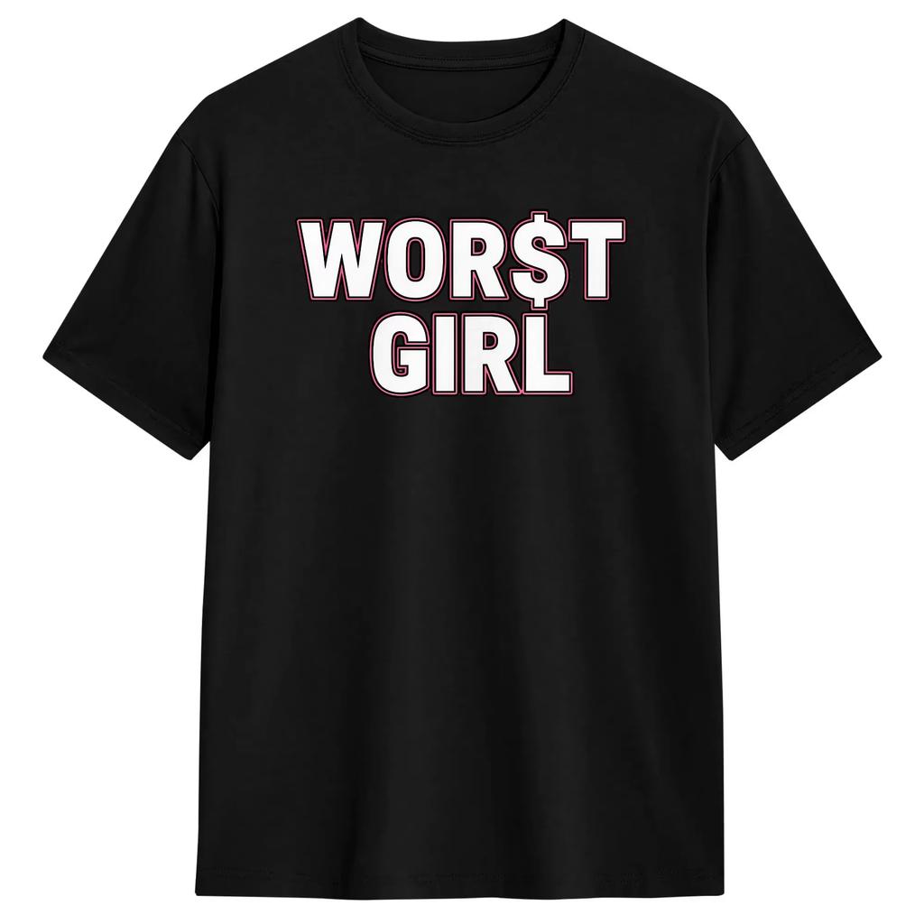 1ks Slayyyter Worst Girl In America Bavlněné tričko Unisex Pánské Dámské Dětské Streetwear Ležérní Top s krátkým rukávem