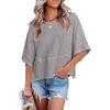 Casual Loose Fit T Shirt With Spliced Cotton Polyester Blend For Women