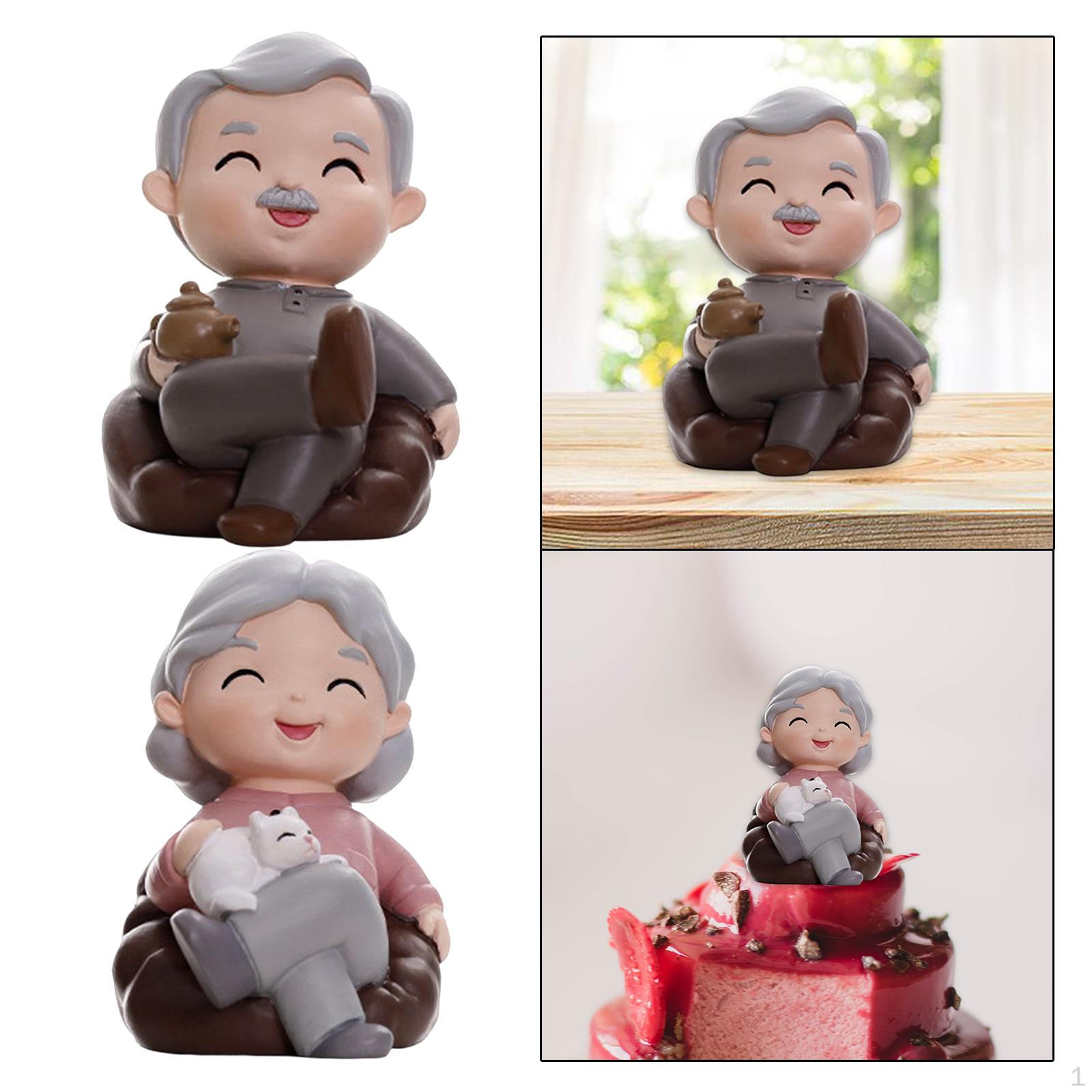 

2x статуя бабушки и дедушки, топпер для торта, кукла, фигурка пожилой пары, скульптура