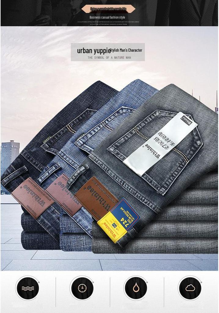 LEE Męskie Jeansy Jesienne Elastyczne Slim Fit Koreański Styl Casual Luźne