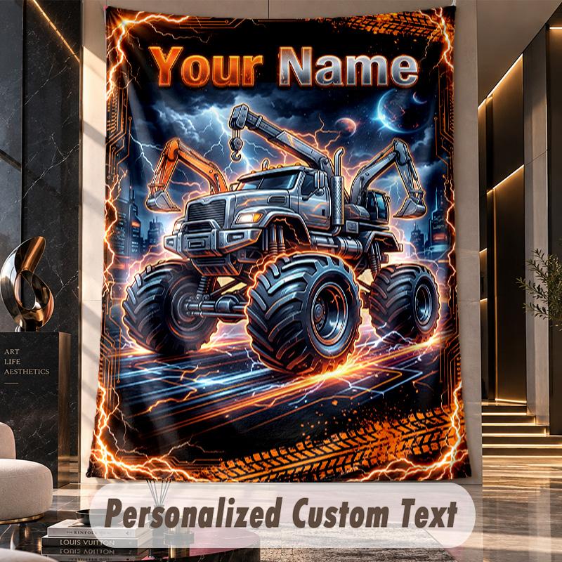 Monster Truck (22) Arazzo Personalizzato con Tema Testo Nome Personalizzato Appeso a Parete Arazzo Decorazione per la Casa Tessuto di Sfondo