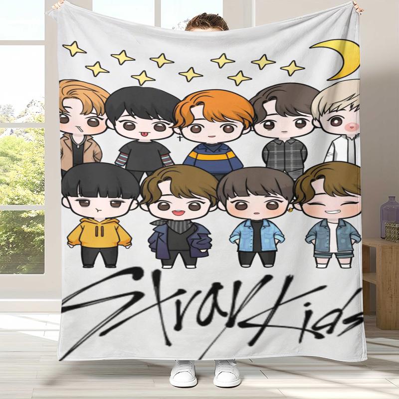 HD Stray Kids Kpop Star Flanelldecke, Ultra Weiche Warme Plüschdecke für Zuhause Schlafzimmer Bett Sofa Abdeckung Camping Picknick Geschenk