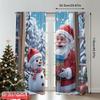 2 Stück 2D Flachdruck Weihnachtsfenstervorhänge Weihnachtsmann Schneemann Winter Weihnachten Polyester Ohne Strom 0 Perfekt für