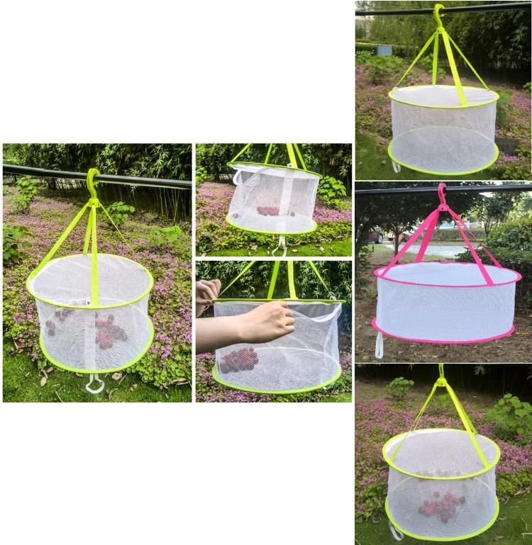 Foldable Clothes Drying Mesh Basket With Large Diameter For Sweaters And Underwear Drying