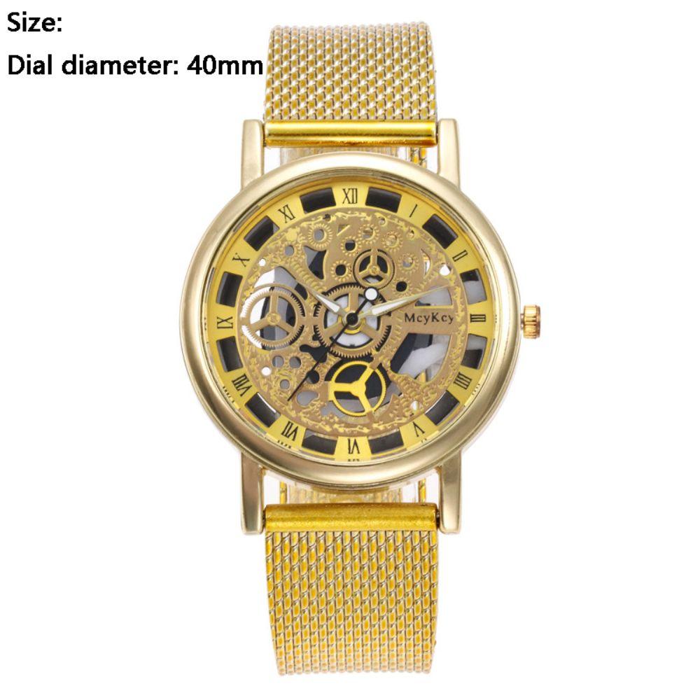 Faux Mechanical Mechanical Skeleton Watch Quartz Movement Metal Mesh Watch For Women Ladies