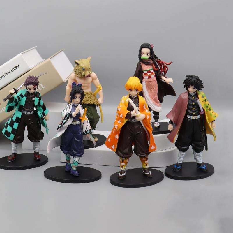 Anime Demon Slayer PVC Figures Tanjirou Nezuko Zenitsu Inosuke Giyu Figurines Toy Kimetsu No Yaiba Model Garage Kits Ornaments