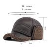 Hat Men's Winter Ear Protectors Neck Protectors Warm Middle-aged Elderly People's Cap Pu Leather Windproof Cold-proof Velvet Baseball Cap