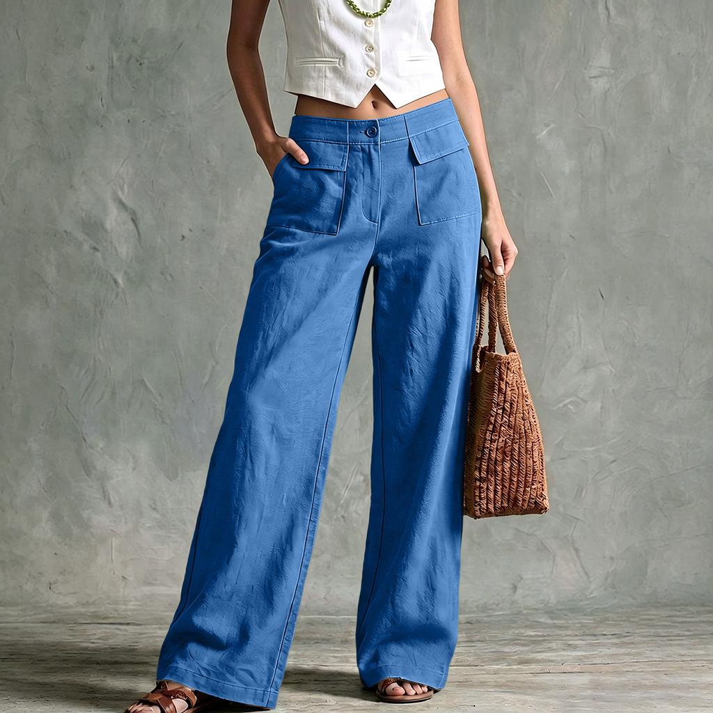 Women's Fashion Color Wide Leg Pants, Loose Fit Casual Trousers for Summer, and Daily Wear
