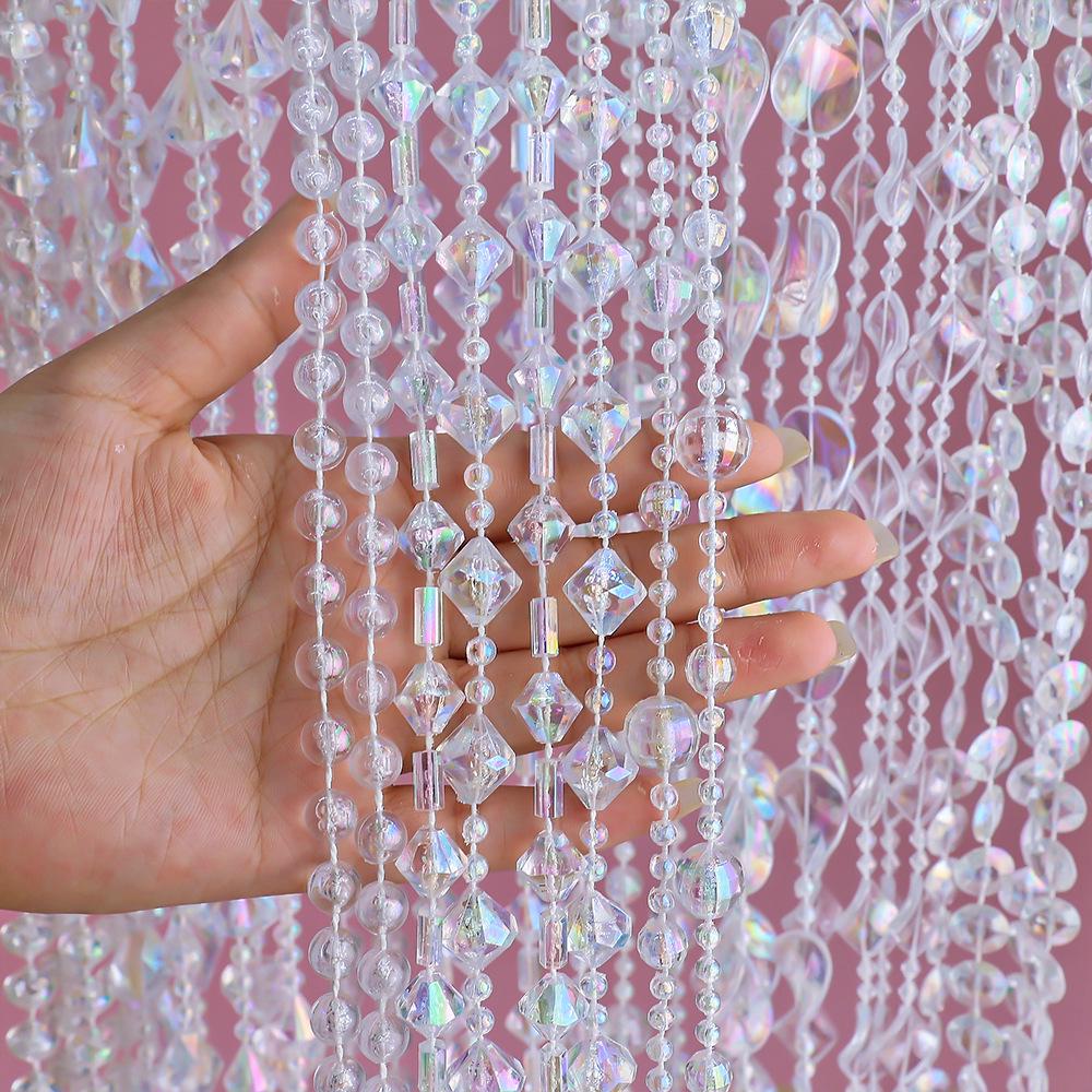 Crystal Beaded Door Curtain & Wedding Aisle Decor with Acrylic String