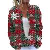 New Christmas 3D Print Faux Fur Knit Cardigan Coat