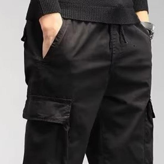 Men Cargo Pants Drawstring Waist Jogger Pants Military Style Outdoor Trousers